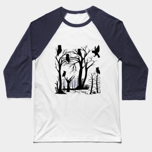 Mysterious Owls in Silhouette Baseball T-Shirt